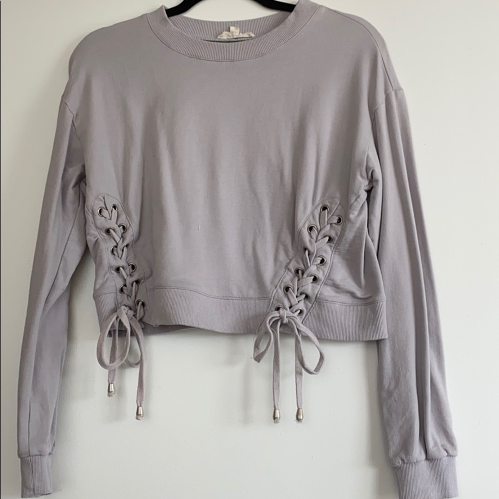 Lace tie sweatshirt